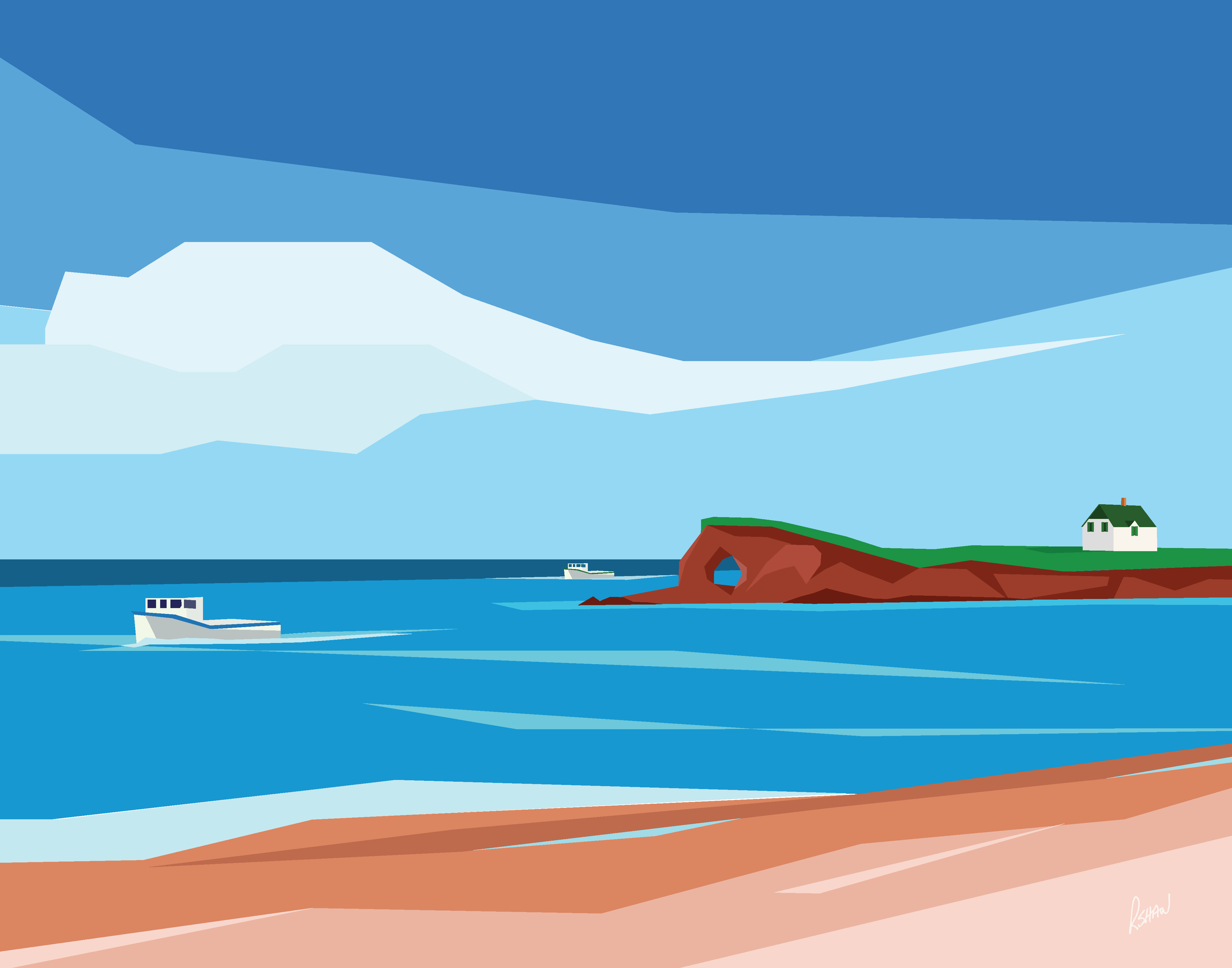 original illustrations by artist Rob Shaw, Homeward